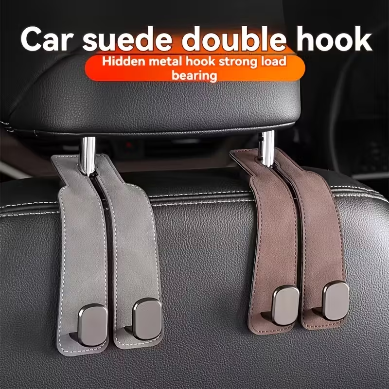 🎉(Buy 1 Get 1 Free) -🚗Car Seat Back Alcantara Storage Hook -💥Double Hook Holder for Convenient Storage