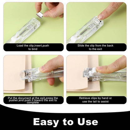 📄Portable Binder Clip Stapler - ❤️Includes 50 reusable clips